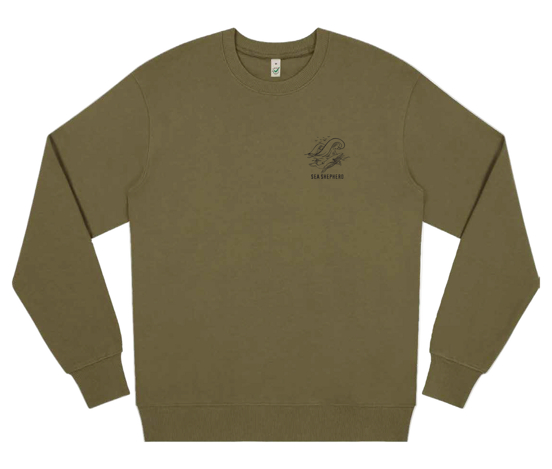 Whale Unisex Sweater - Faded Khaki