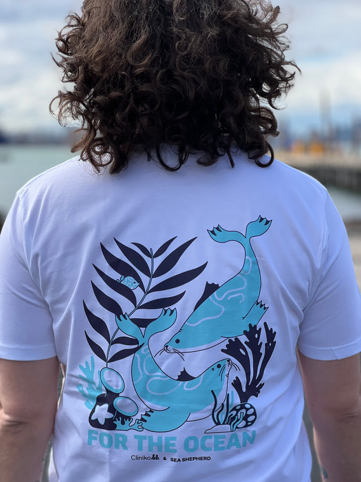 For The Ocean Unisex Tee - White Cliniko x Sea Shepherd