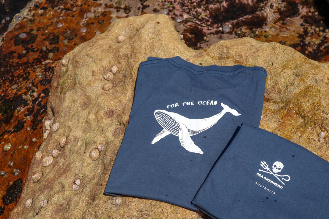 For The Ocean Whale Unisex Tee – Denim Blue