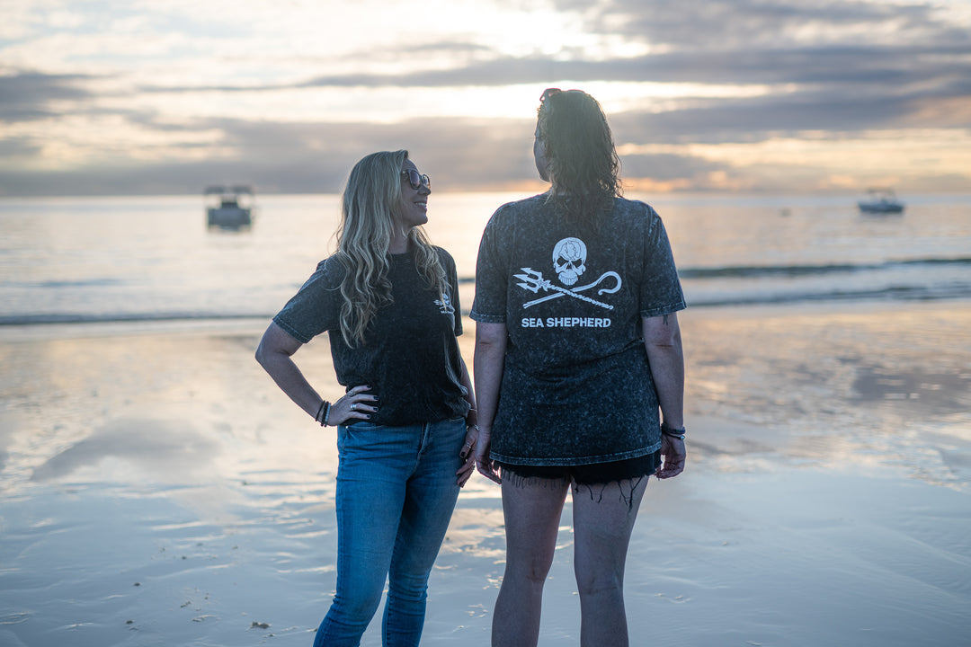 Jolly Roger Unisex Tee - Back Large Logo - Acid Black