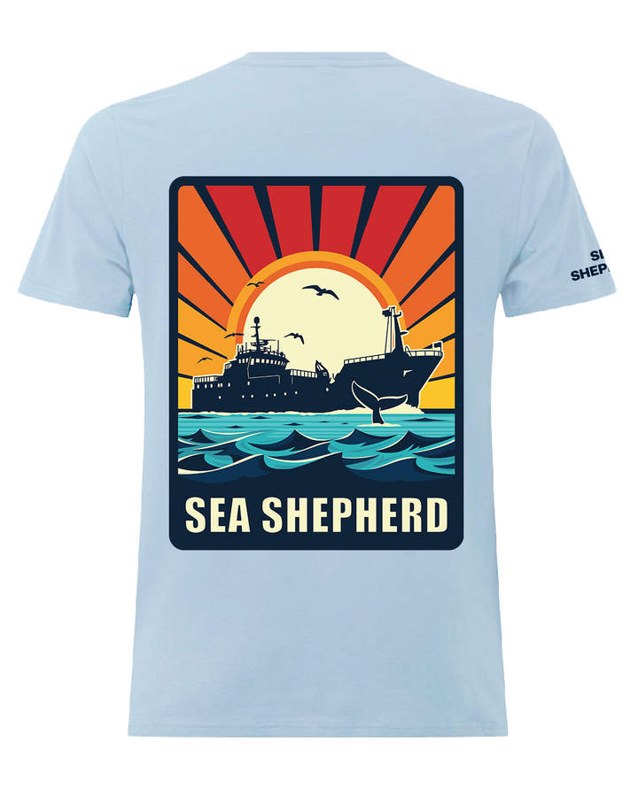 Allankay Ship Retro Unisex Tee - Light Blue