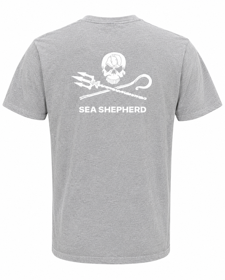 Jolly Roger Unisex Tee - Back Large Logo - Grey