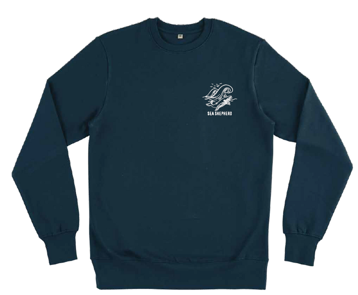 Whale Unisex Long Sleeve Sweater - Dark Blue