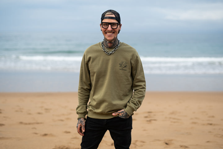 Whale Unisex Sweater - Faded Khaki