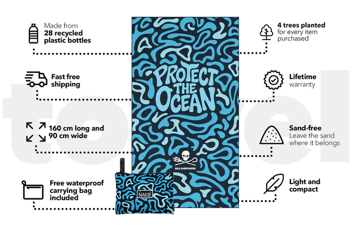 Nakie x Sea Shepherd Recycled Sand Free Beach Towel
