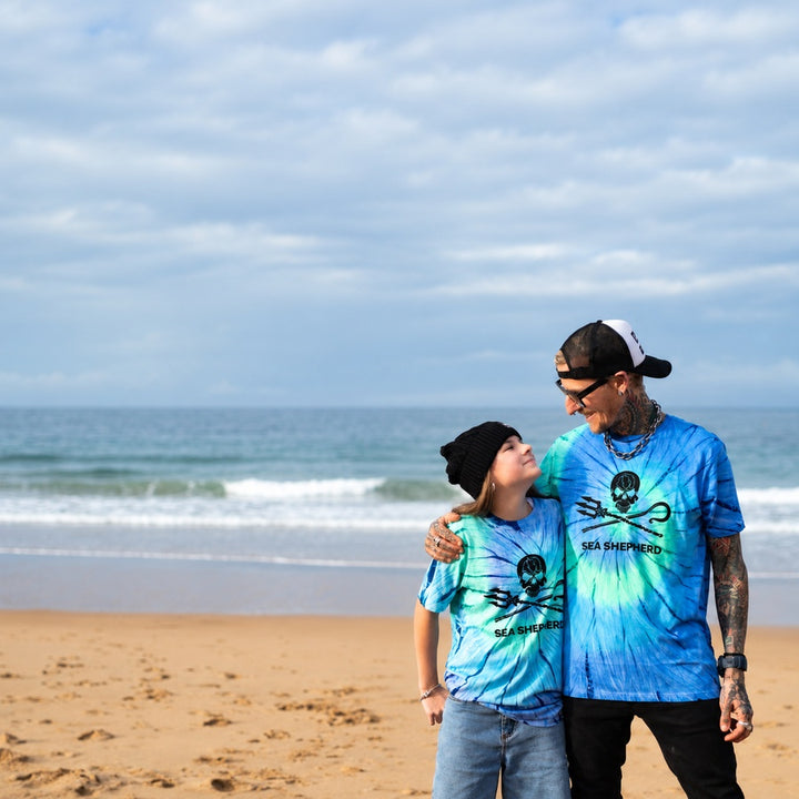 Jolly Roger Unisex Tie Dye Tee - Ocean Blue