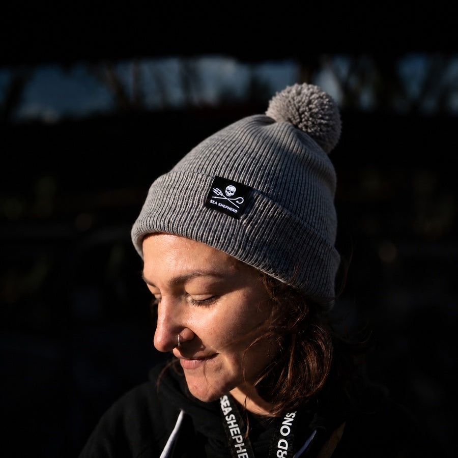 Jolly Roger Unisex Grey Pom Pom Beanie