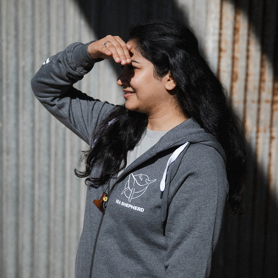 Classic Whale Grey Unisex Zip Hoodie