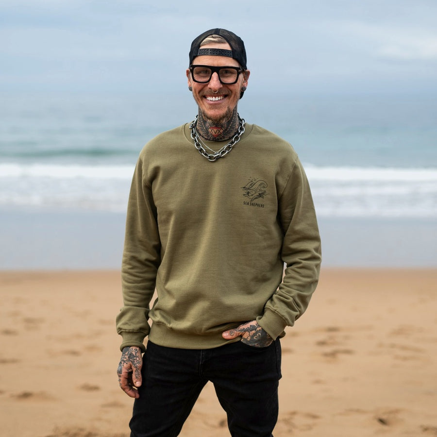 Whale Unisex Sweater - Faded Khaki