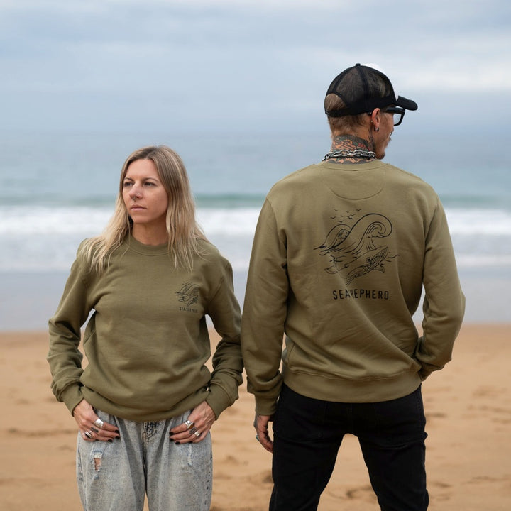 Whale Unisex Sweater - Faded Khaki