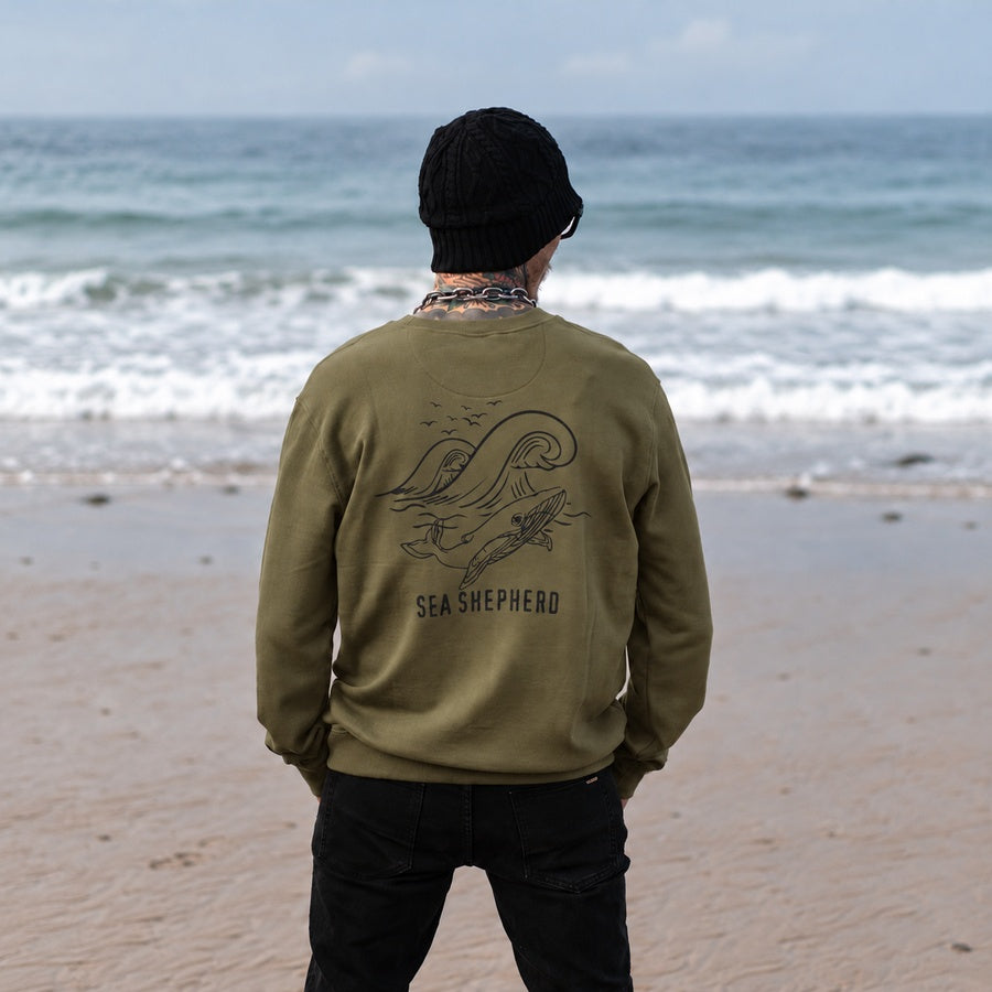 Whale Unisex Sweater - Faded Khaki