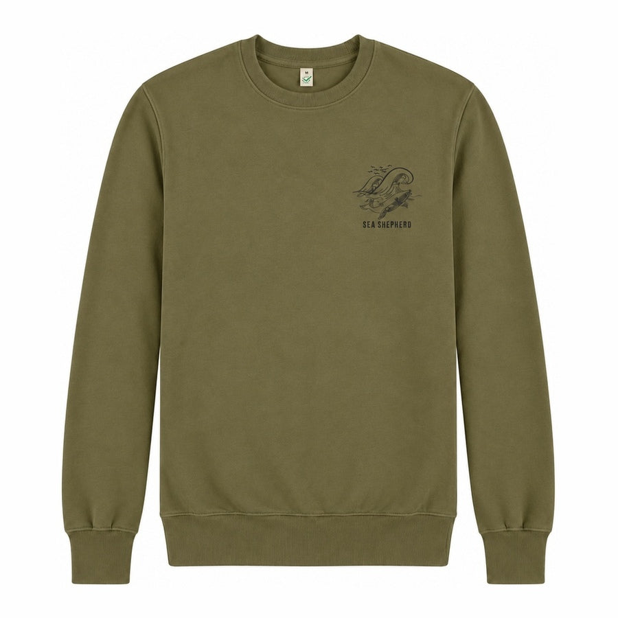 Whale Unisex Sweater - Faded Khaki