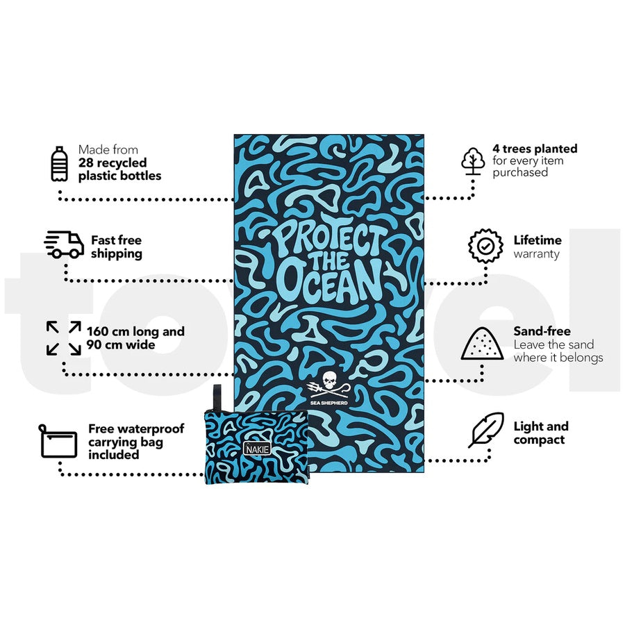 Nakie x Sea Shepherd Recycled Sand Free Beach Towel