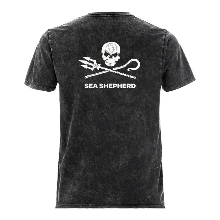 Jolly Roger Unisex Tee - Back Large Logo - Acid Black