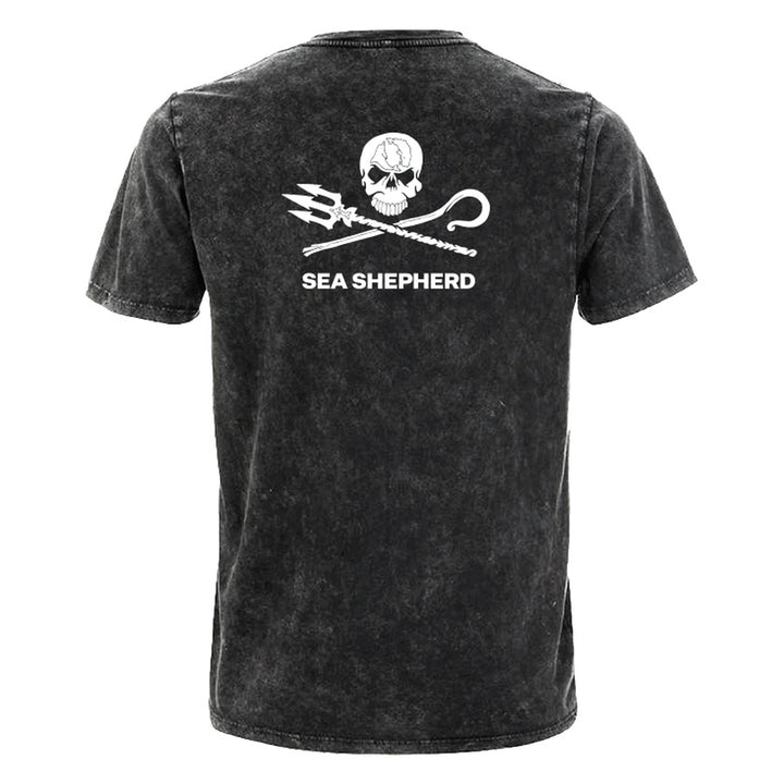 Jolly Roger Unisex Tee - Back Large Logo - Acid Black