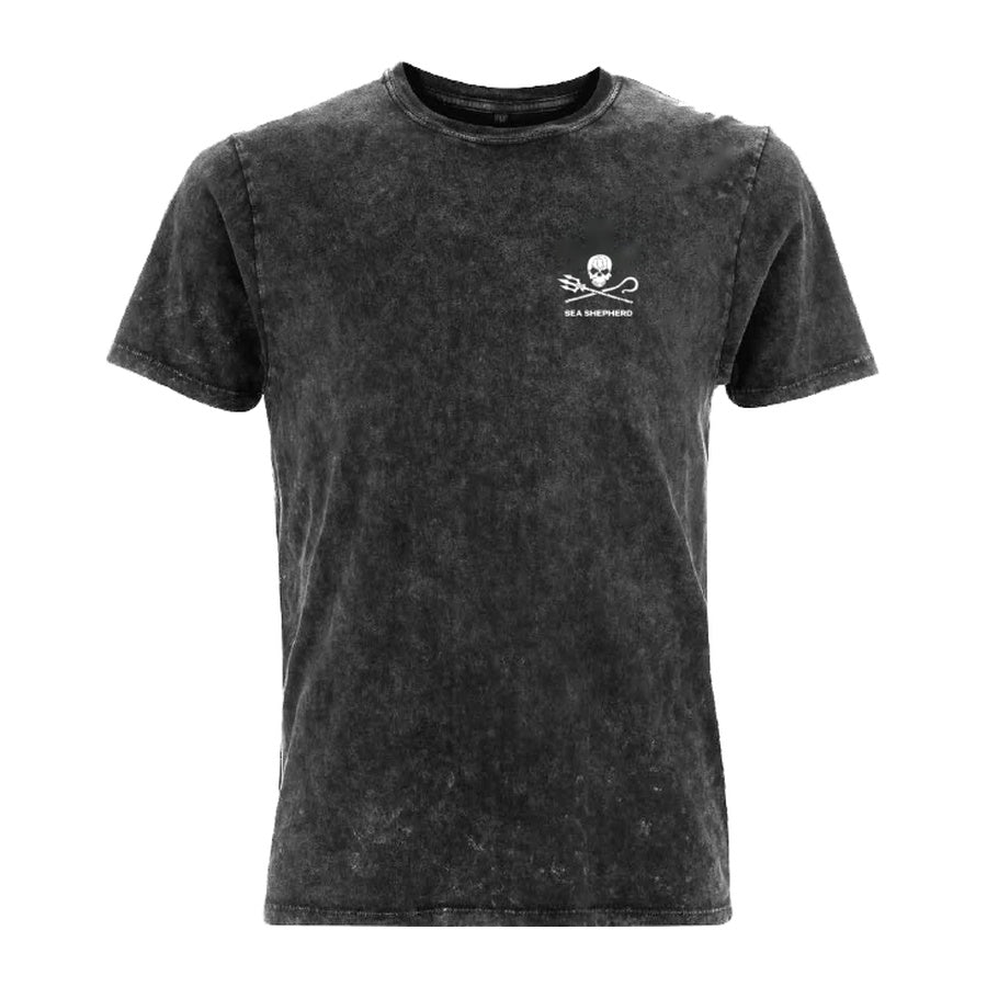 Jolly Roger Unisex Tee - Back Large Logo - Acid Black