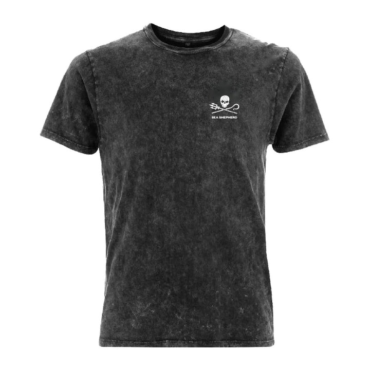 Jolly Roger Unisex Tee - Back Large Logo - Acid Black