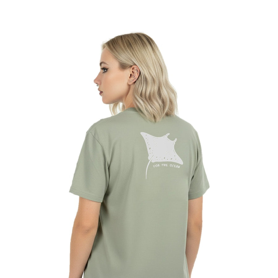 For The Ocean Manta Ray  Unisex Tee - Light Olive