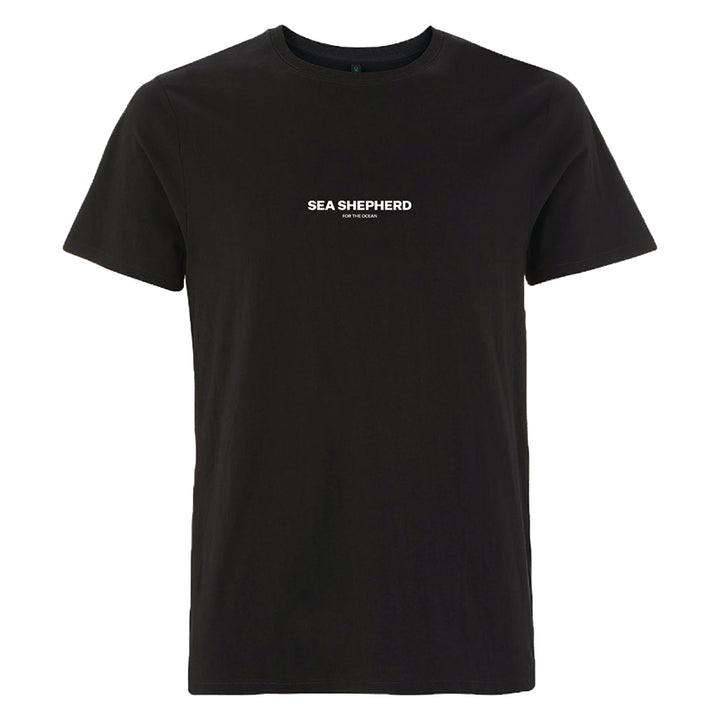 Sea Shepherd Unisex 100% Organic Cotton Embroidered Heavy Tee Shirt - Black
