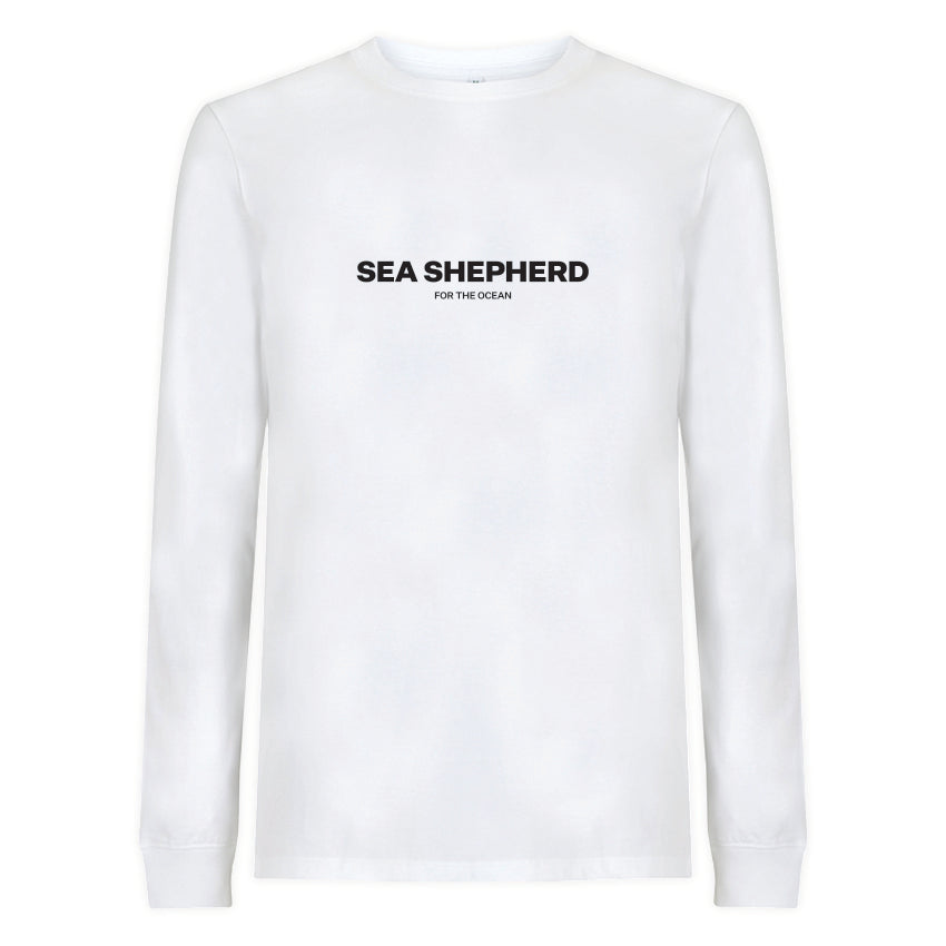Sea Shepherd Unisex Heavy Embroidered Long Sleeve Tee - White