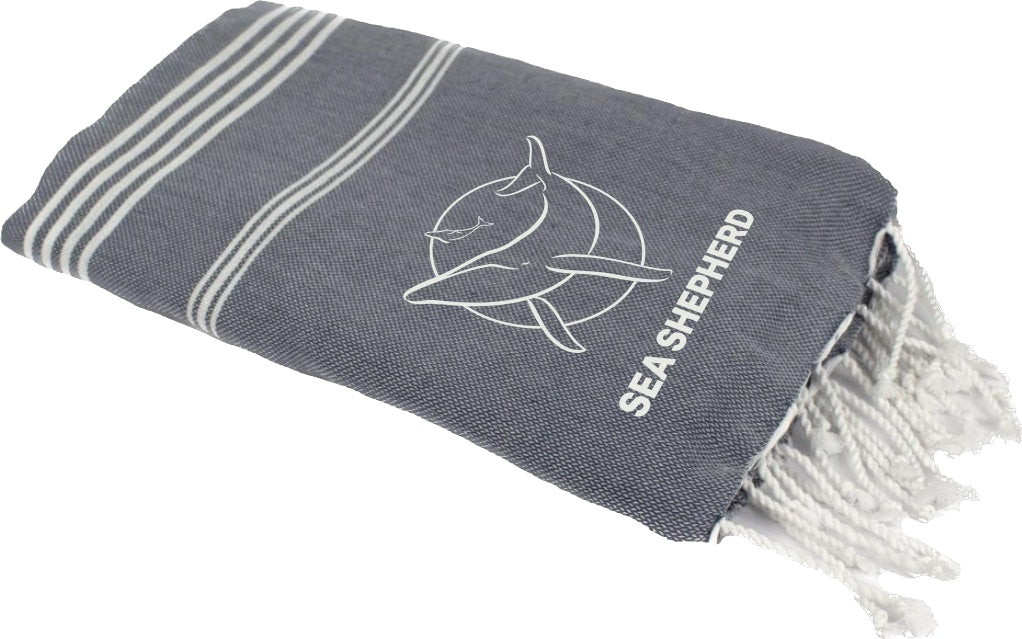 Classic Whale Turkish Towel - Navy Stripe