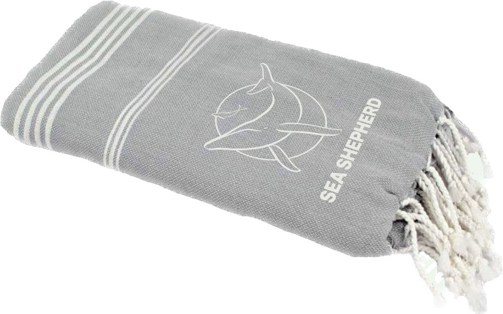 Classic Whale Turkish Towel - Grey Stripe