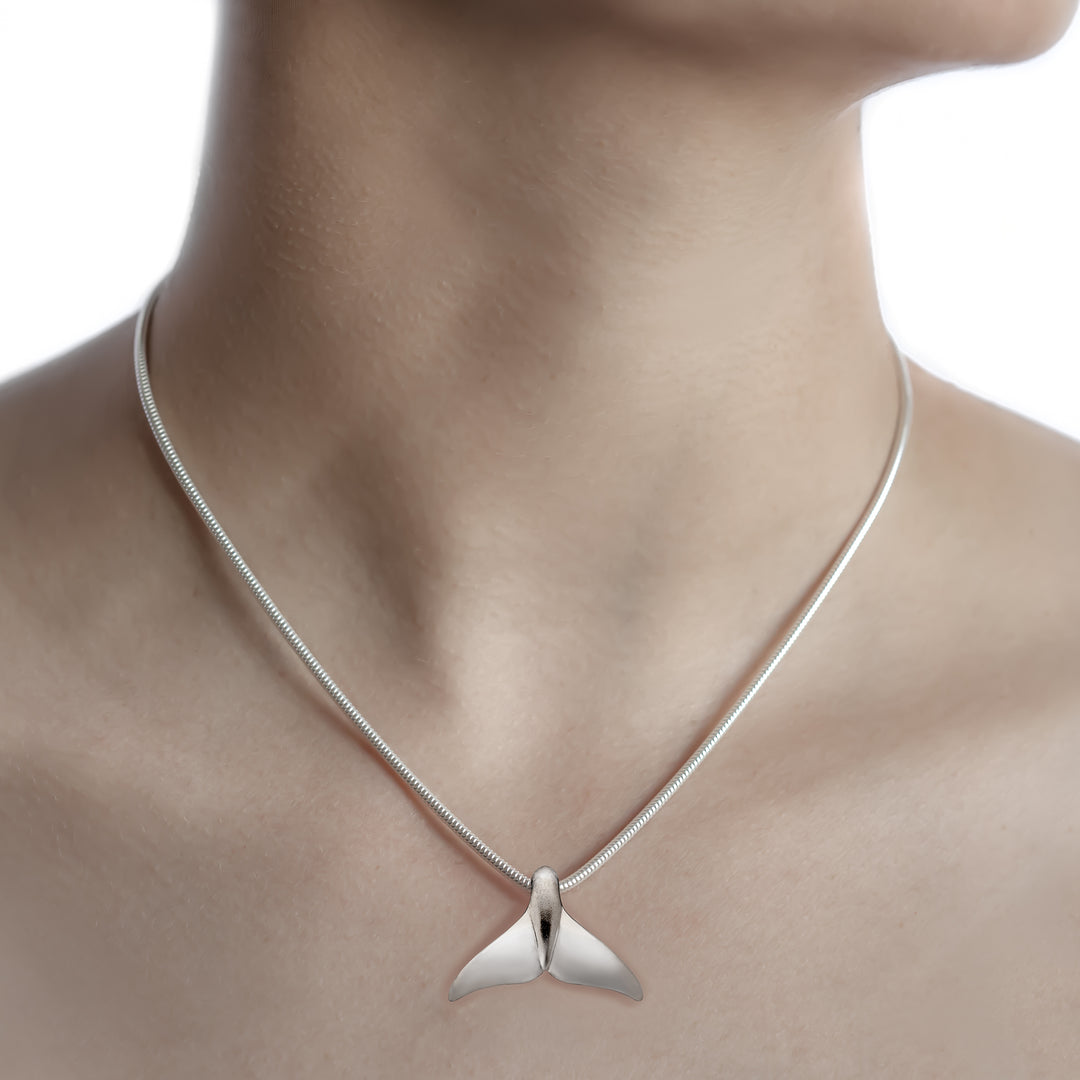 Humpback Whale Tail/Fluke Necklace Sterling Silver with Sterling Silver Chain